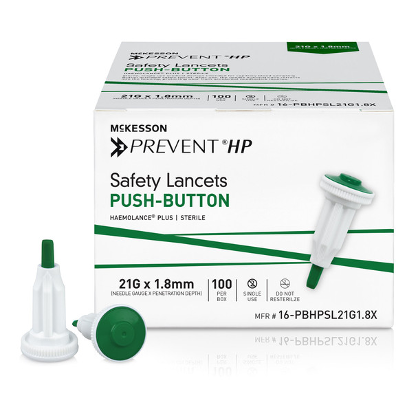 McKesson Prevent HP Push Button Safety Lancet, 21 Guage