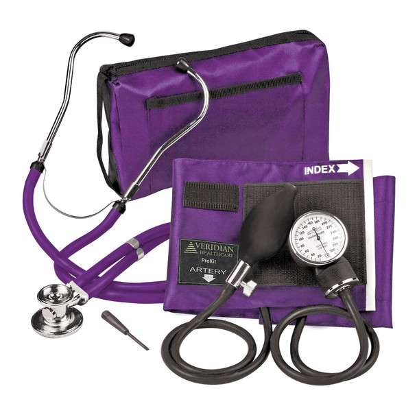 Sterling Series ProKit Aneroid Sphygmomanometer with Stethoscope, Purple