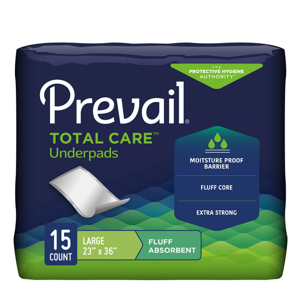 Prevail Total Care Fluff Underpads, Large