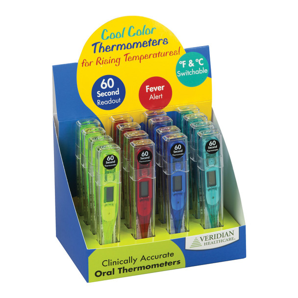 60 Second Digital Thermometers, 16 Piece Display