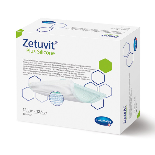 Zetuvit Plus Silicone Super Absorbent Dressing, 4 x 8 Inch