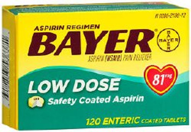 Pain Relief Bayer 81 mg Strength Aspirin Tablet 120 per Box