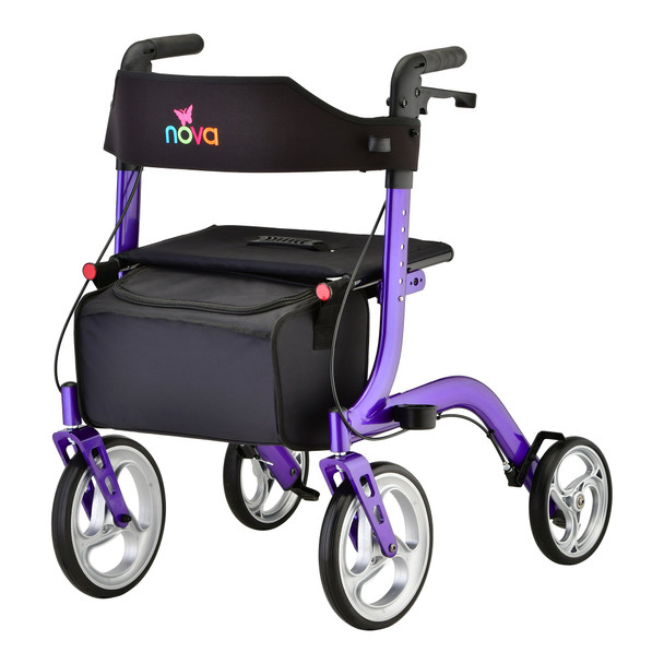 4 Wheel Rollator EXPRESS Purple Adjustable Height / Folding Aluminum Frame