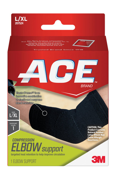 3M Ace Elbow Support, Left or Right Elbow, Large/X-Large, Black