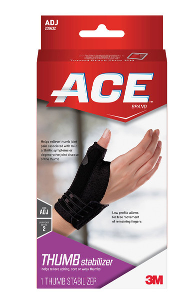 3M Ace Thumb Stabilizer, Breathable, Adjustable, Black