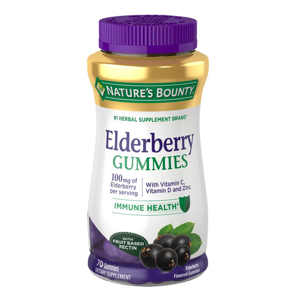 Herbal Supplement Nature's Bounty Elderberry Gummy 70 per Bottle