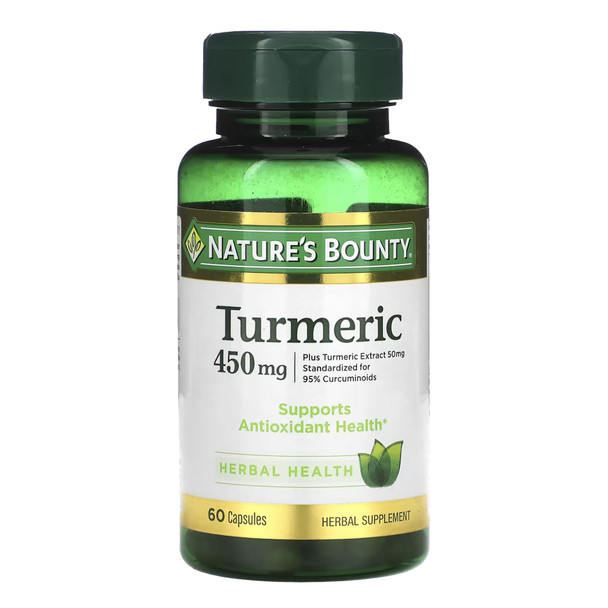 Herbal Supplement Nature's Bounty Tumeric 450 mg Strength Capsule 60 per Bottle