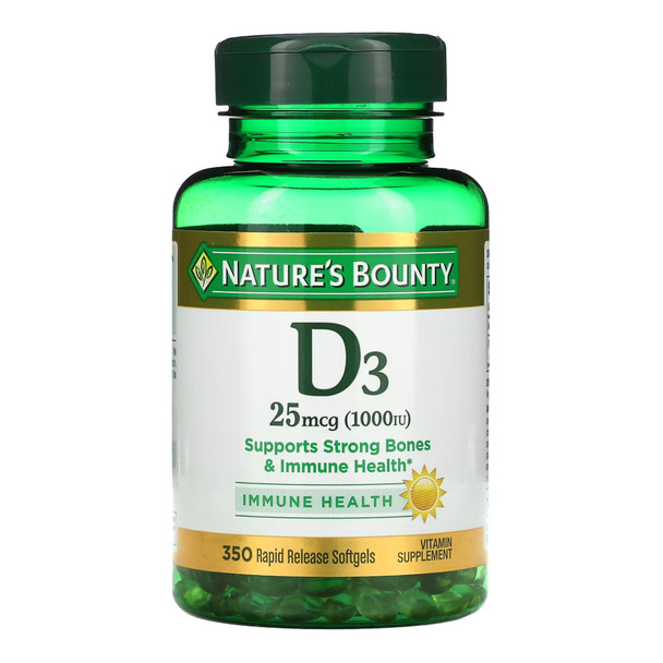 Vitamin Supplement Nature's Bounty D3 1,000 IU Strength Softgel 350 per Bottle