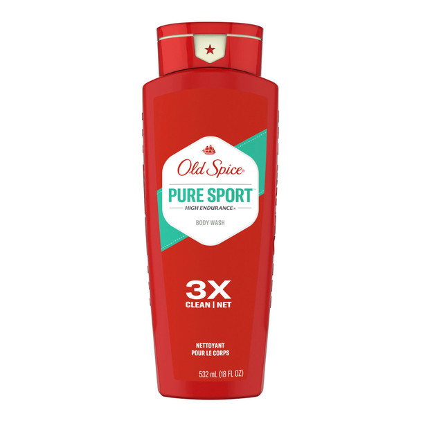 Body Wash Old Spice Pure Sport Liquid 18 oz. Bottle Clean Scent
