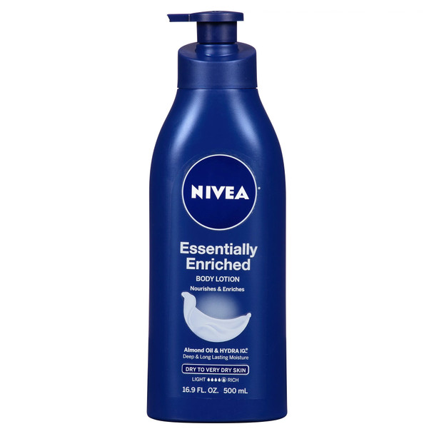 Hand and Body Moisturizer Nivea Essentially Enriched 16.9 oz. Pump Bottle Scented Lotion