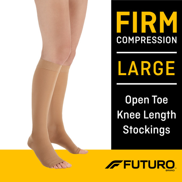 Compression Stocking 3M Futuro Knee High Large Beige Open Toe 1/EA