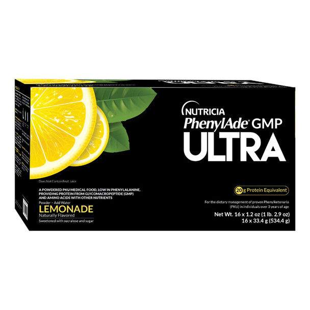 Oral Supplement PhenylAde GMP ULTRA Lemonade Flavor Powder 1.2 oz. Individual Packet 16/CS