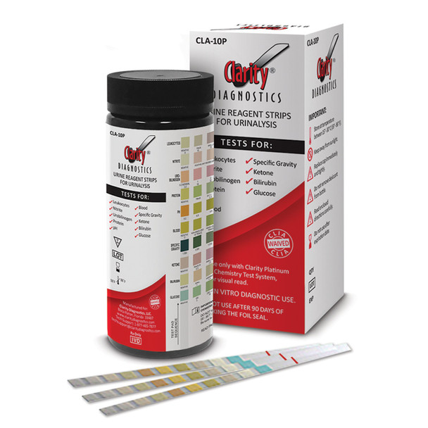 Urinalysis Reagent Clarity Bilirubin, Blood, Glucose, Ketone, Leukocytes, Nitrite, pH, Protein, Specific Gravity, Urobilinogen For Clarity Platinum Urine Analyzer Only 100/BX