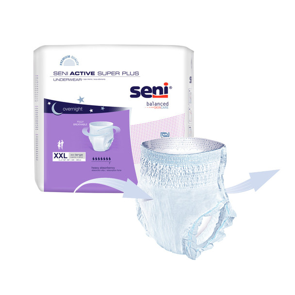 Unisex Adult Absorbent Underwear Seni® Active Super Plus Pull On with Tear Away Seams 2X-Large Disposable Heavy Absorbency 48/CS