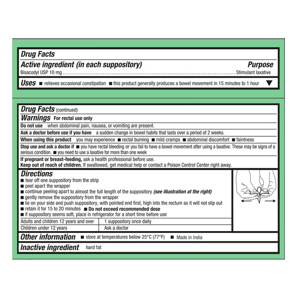 Laxative Geri-Care Suppository 12 per Box 10 mg Strength Bisacodyl USP 72/CS