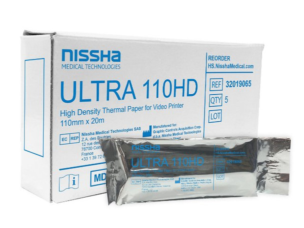 Ultrasound Video Paper Nissha Thermal 110 mm X 59 Foot Roll Without Grid 50/CS