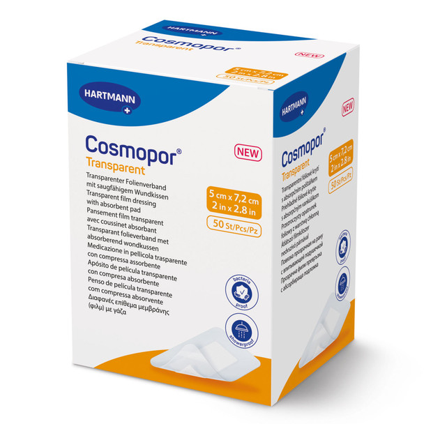 Transparent Film Dressing with Pad Cosmopor 2 X 2.8 Inch 4 Tab Delivery Rectangle Sterile 500/CS