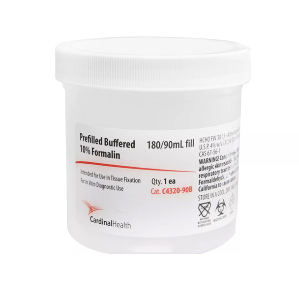 Prefilled Formalin Container SP 90 mL Fill in 180 mL (6 oz.) Screw Cap Biohazard Symbol / Patient Information NonSterile 50/CS