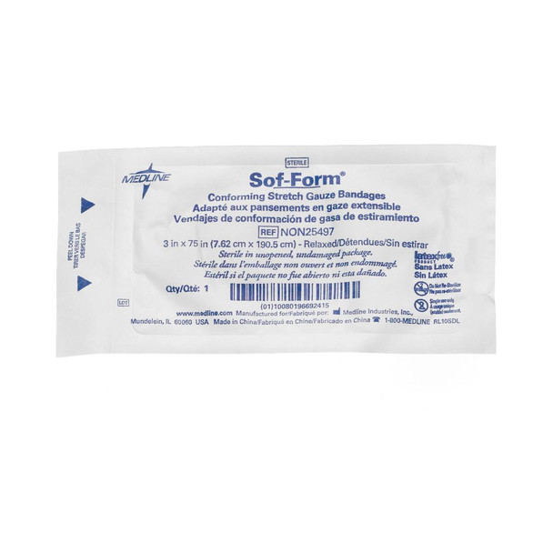 Conforming Bandage Medline 3 X 75 Inch 1-Ply Sterile 1 per Pack 96/CS