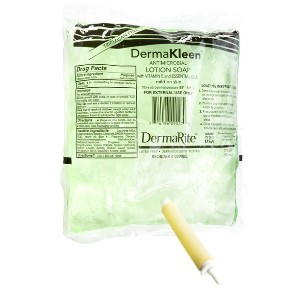 Antimicrobial Soap DermaKleen Lotion 800 mL Dispenser Refill Bag Scented 12/CS