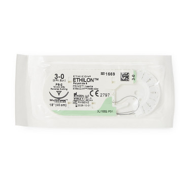 Nonabsorbable Suture with Needle Ethilon Nylon PS-2 3/8 Circle ...