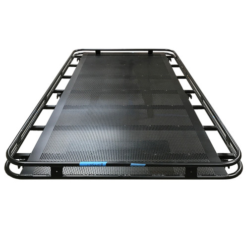 Close-up picture featuring Aluminess Weekender Roof Rack for Promaster vans on a white background.
