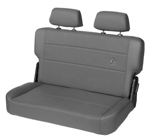 Trailmax II Fold-N-Tumble Seat - '55-83 CJ5 / '76-86 CJ7 / '87-95 Wrangler YJ; Rear (Center Fabric Insert; Charcoal/Gray)