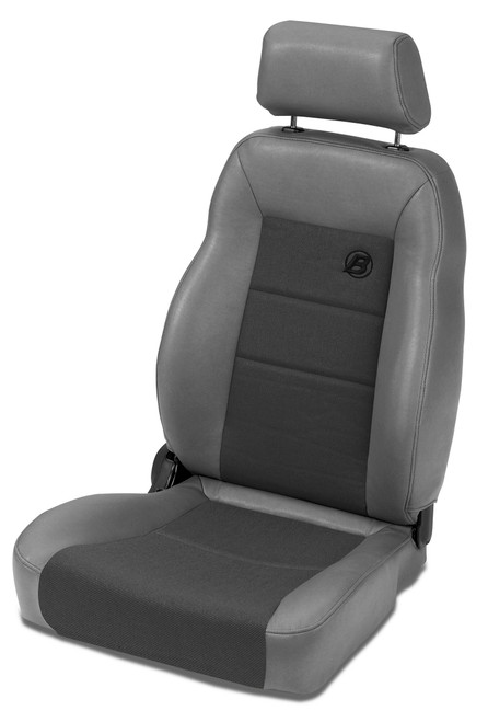 Trailmax II Pro Seat - '76-86 CJ7 / 87-95 Wrangler YJ / 97-06 Wrangler TJ; Front Driver Side (Center Fabric Insert; Charcoal/Gray)
