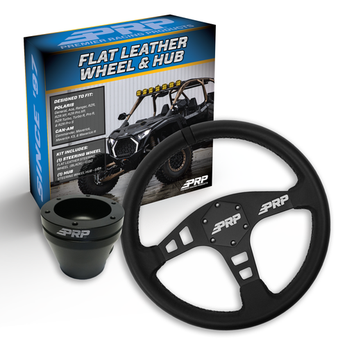 PRP Flat Leather Steering Wheel Kit with UTV Hub