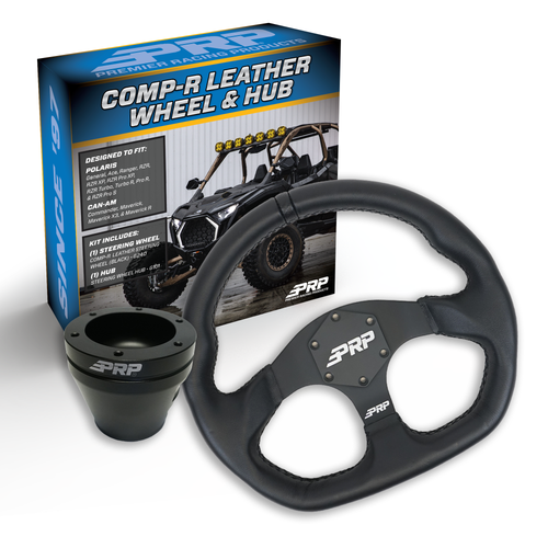 PRP Leather D-Shape Steering Wheel Kit with UTV Hub