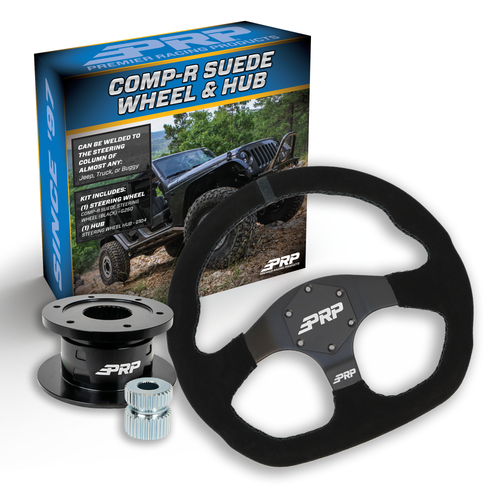 PRP Suede D-Shape Steering Wheel Kit with Quick Release Hub with Universal Weld on Adaptor