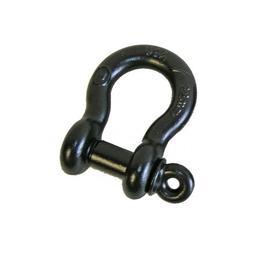 Close-up picture featuring Black Aluminess D-Ring Shackle on a white background.