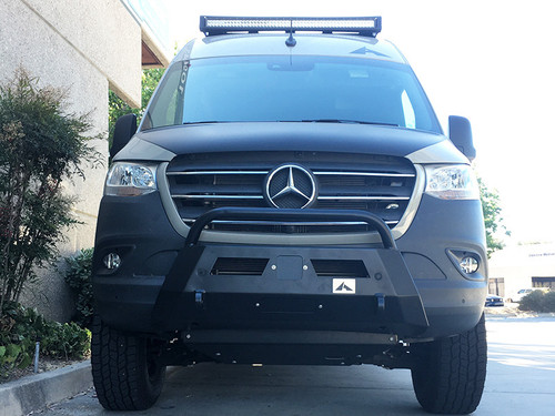 Baja Front Winch Bumper on a Mercedes Sprinter van.