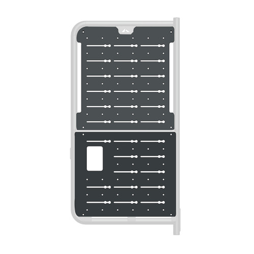 Front view of BackPAC Rear Door Plates for 2014+ Promaster vans.