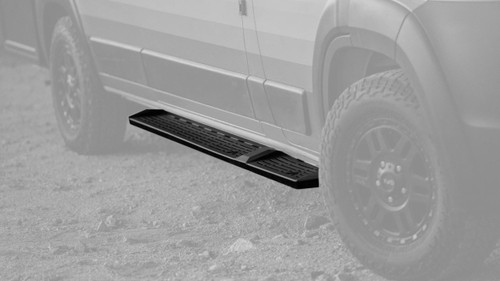 Promaster Recon Side Steps installed on a van, side view.