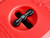 Close-up picture featuring RotopaX Standard Pack Mount fastening a red gasoline gallon.