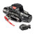 Warn winch angled view with red hook and remote.
