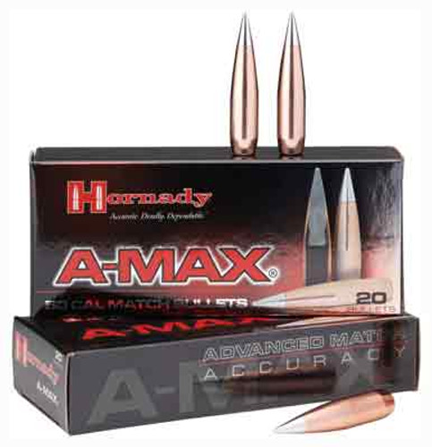 HORNADY BULLETS .50 CAL .510 - 750GR A-MAX FOR .50BMG 20CT