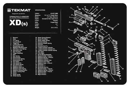 TEKMAT ARMORERS BENCH MAT - 11"X17" SPRINGFIELD XDS PISTOL