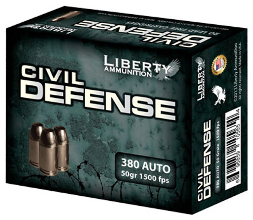 LIBERTY CIVIL DEFENSE 380ACP - 20RD 50BX/CS 50GR COPPR HP