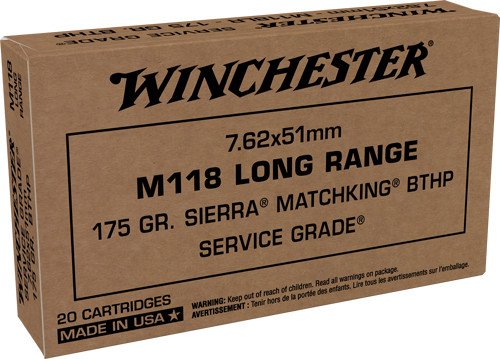 WINCHESTER 7.62X51MM 175GR - 20RD 25BX/CS MATCHKING BTHP