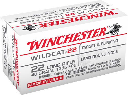 WINCHESTER WILDCAT 22LR 1255FP - 50RD 100BX/CS 40GR LEAD-RN