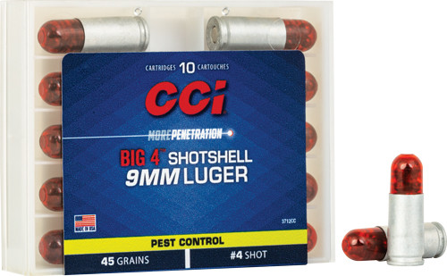 CCI 9MM LUGER SHOTSHELLS 53GR - 10RD 20BX/CS #4 SHOT