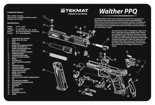 TEKMAT ARMORERS BENCH MAT - 11"X17" WALTHER PPQ PISTOL