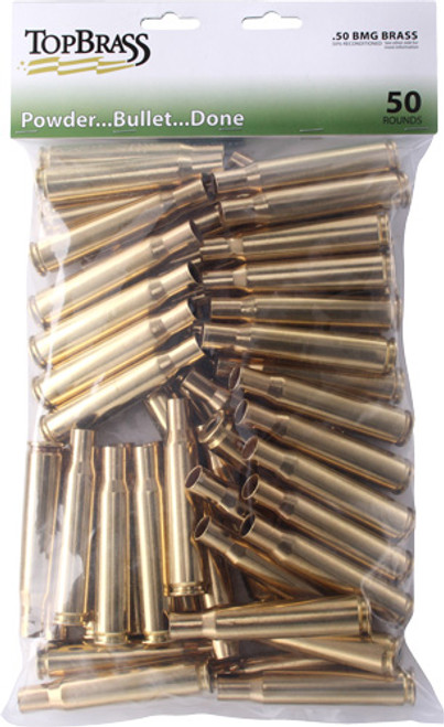 TOP BRASS ONCE FIRED UNPRIMED - BRASS 50 BMG 50CT POUCH