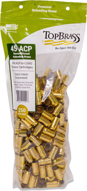 TOP BRASS ONCE FIRED UNPRIMED - BRASS .45ACP 250CT POUCH