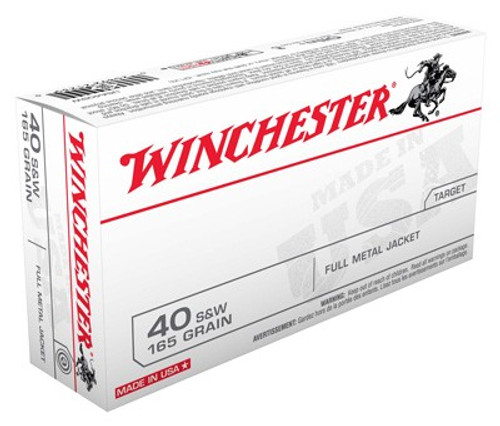 WINCHESTER USA 40SW 165GR FMJ - 50RD 10BX/CS TRUNCATED CONE