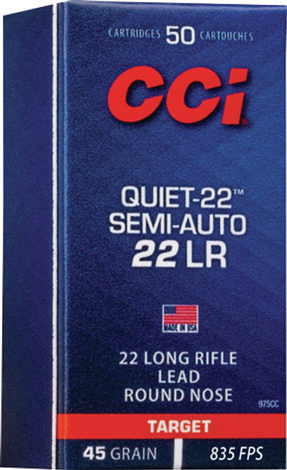 CCI SEMI-AUTO QUIET 22LR - 50RD 100BX/CS LEAD RN