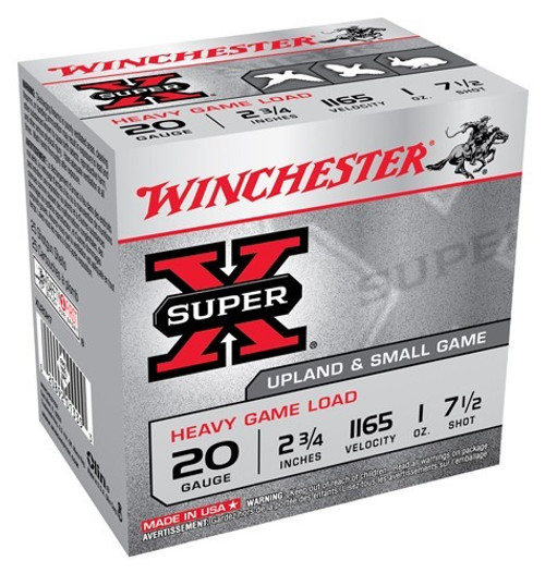 WINCHESTER SUPER-X 20GA 2.75" - 25RD 10BX/CS 1165FPS 1OZ #7.5