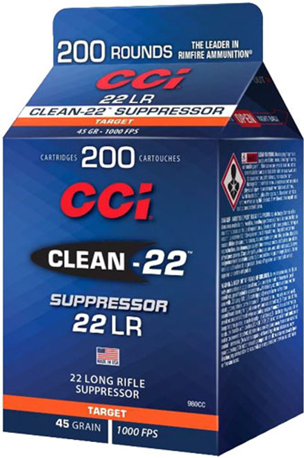 CCI SUPPRESSOR CLEAN 22 LR - 200RD 10BX/CS 970FPS 45GR LRN